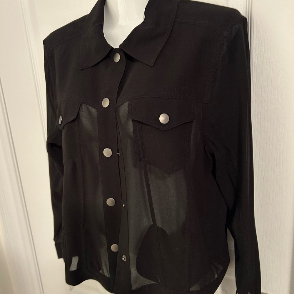 Sheer Black Button-Up Jacket - Picture 2 of 9